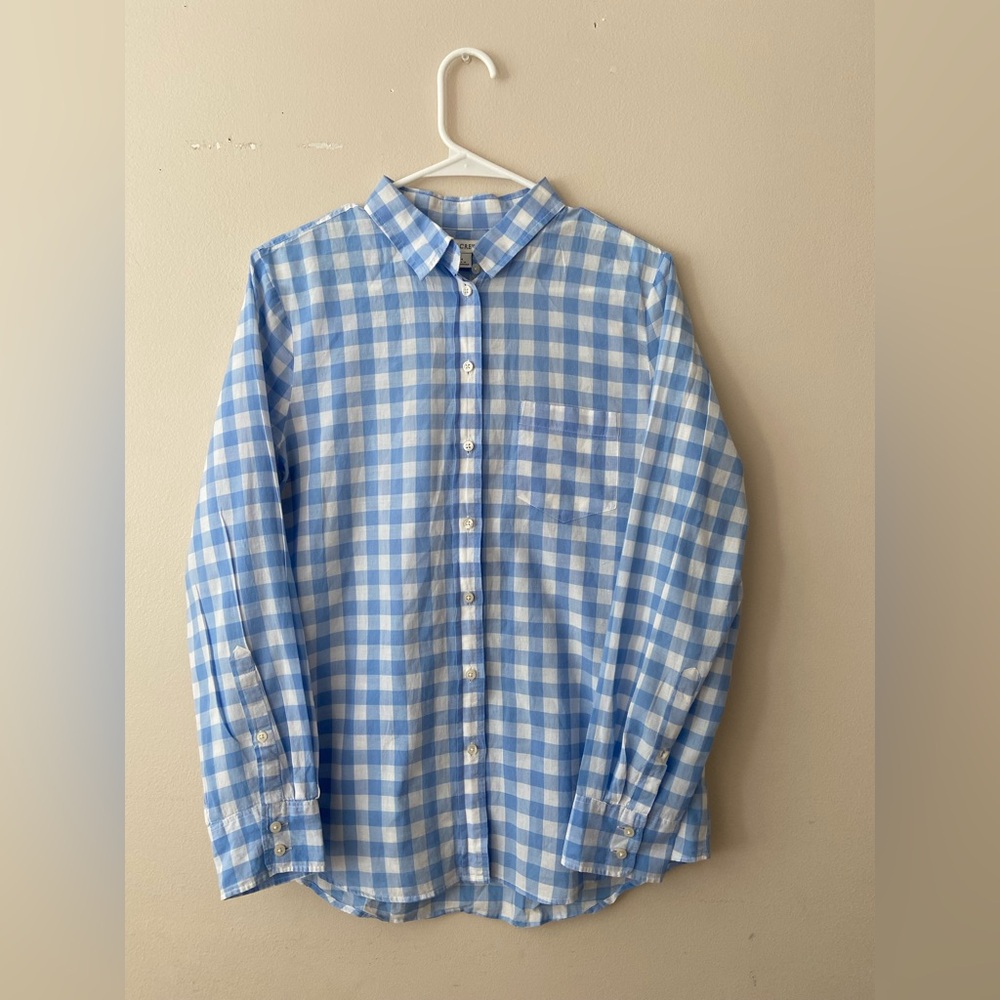 J. Crew Men's Light Blue Plaid Shirt - Picture 2 of 2